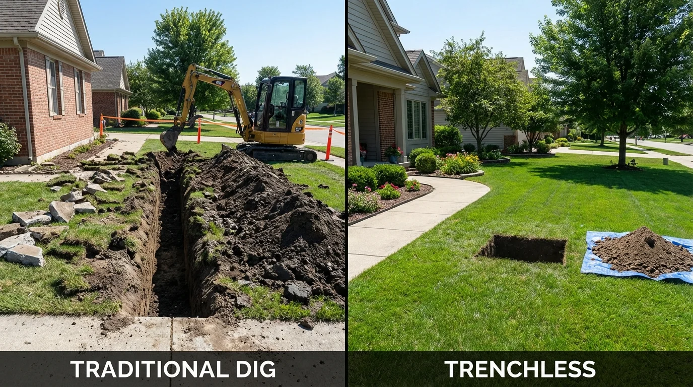 Trenchless sewer repair with minimal yard damage versus traditional excavation in Denver, CO